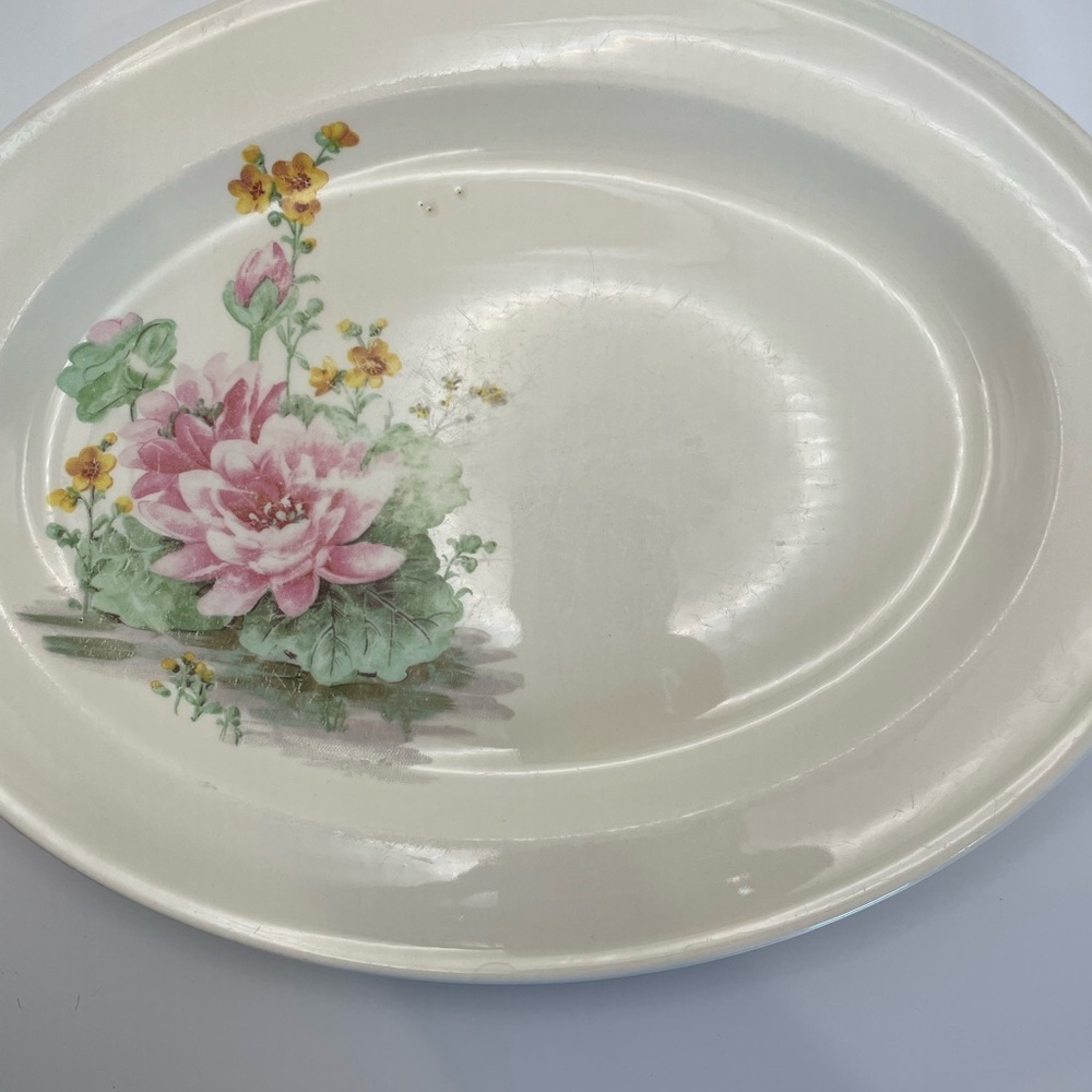 Vintage Edwin M Knowles China Floral Oval Platter